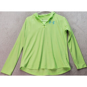 Under armour Hoodie Girl YXL Green 100% Polyester Heat Gear Quarter Zip Pullover